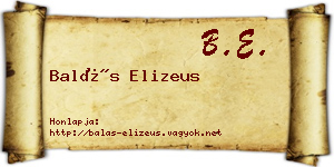 Balás Elizeus névjegykártya